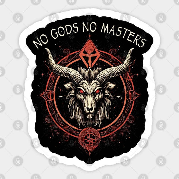 Occult Satanic Gothic Baphomet No Gods No Masters Sticker by ShirtFace